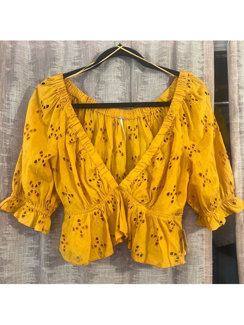 Free People Gardenia Eyelet Ruffle V-neck Top
